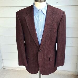 DAKS London Rustic Brown Red Plaid Weave TWEED Wool Sz‎ 42 S Mens Sport Coat VTG